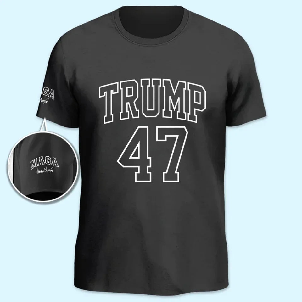 The One Who Brings Back American Greatness - US Election Unisex T-Shirt With Design On Sleeve