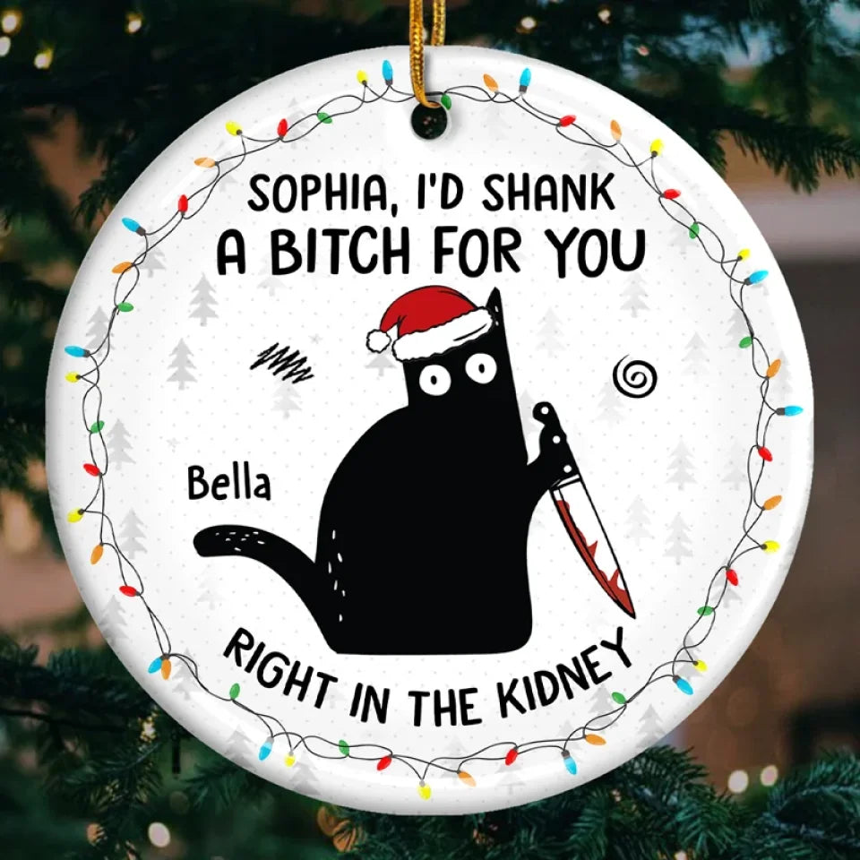 Friends Offer Free Therapy - Friend Personalized Custom Ornament - Ceramic Round Shaped - Christmas Gift For Best Friends, Sisters, Family Members, Coworkers