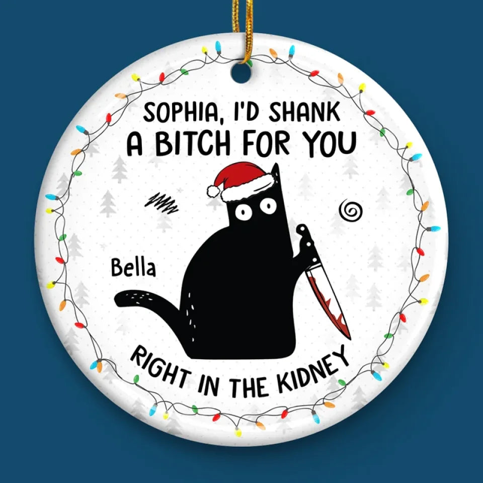 Friends Offer Free Therapy - Friend Personalized Custom Ornament - Ceramic Round Shaped - Christmas Gift For Best Friends, Sisters, Family Members, Coworkers