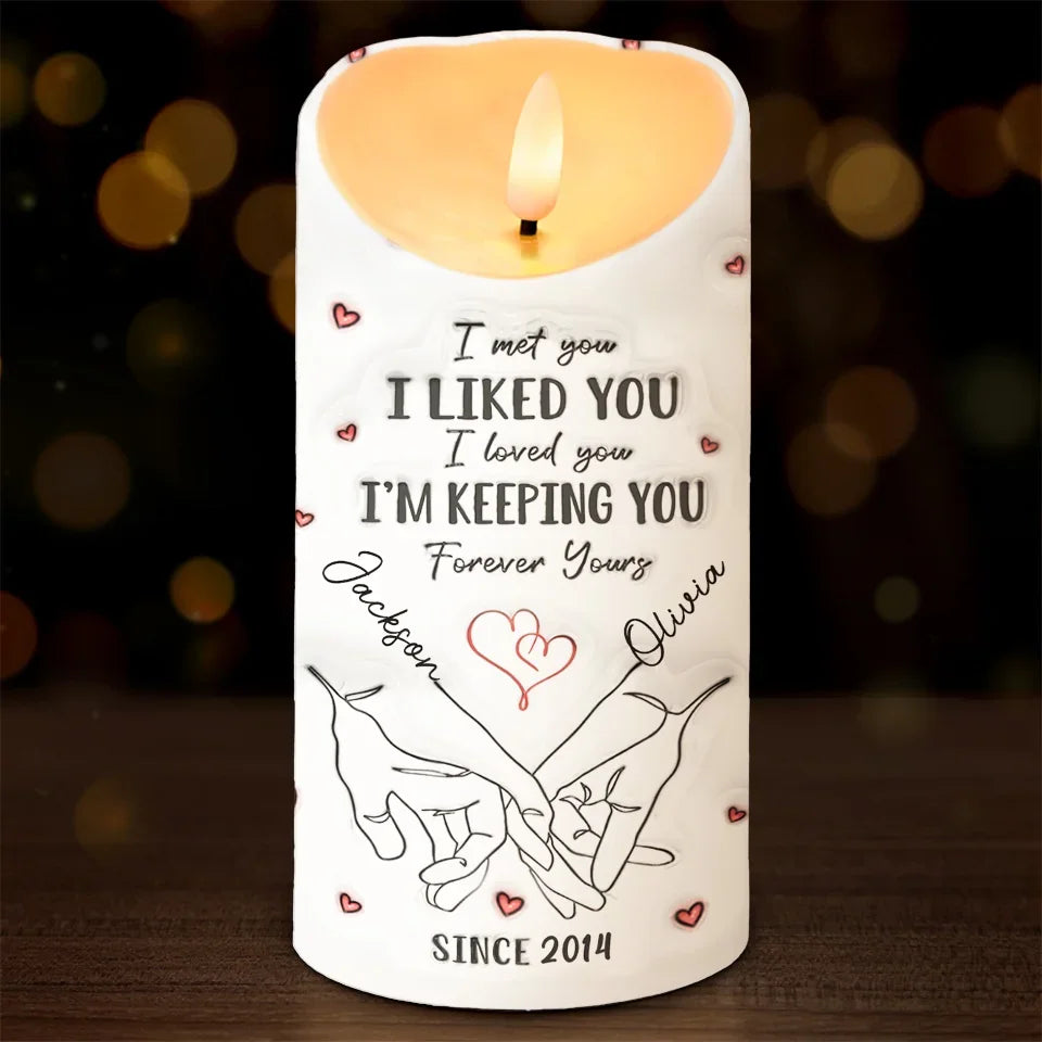 I Promise To Hold You Close, Now And Forever - Couple Personalized Custom 3D Inflated Effect Printed LED Candle -  Christmas Gift For Husband Wife, Anniversary