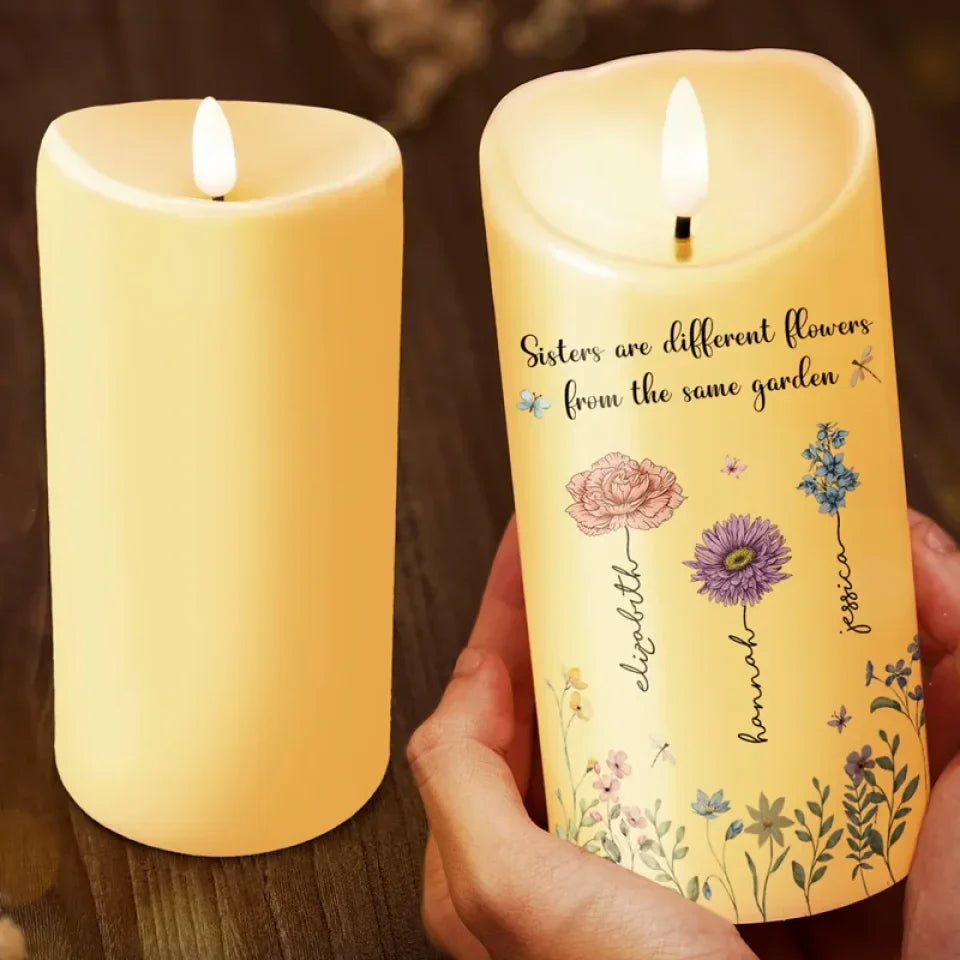 The Earth Laughs In Flowers - Bestie Personalized Custom LED Candle - Christmas Gift For Best Friends, BFF, Sisters