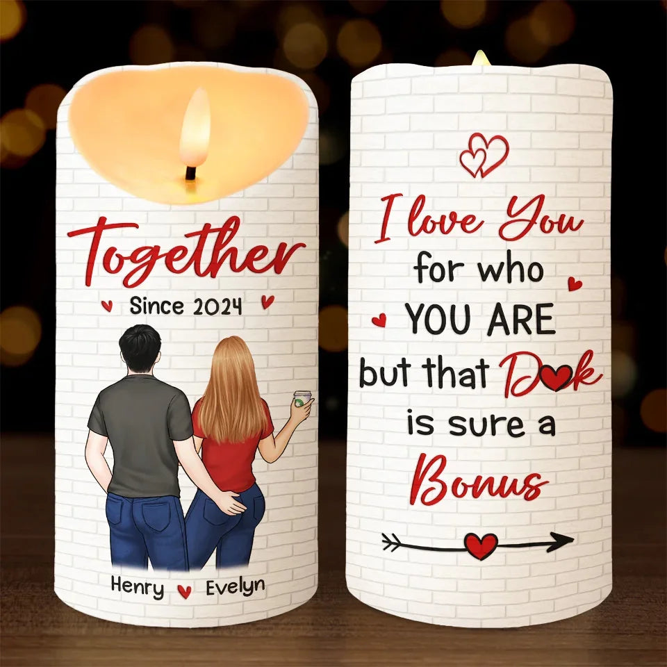 You Make My Heart Smile - Couple Personalized Custom LED Candle - Christmas Gift For Husband Wife, Anniversary