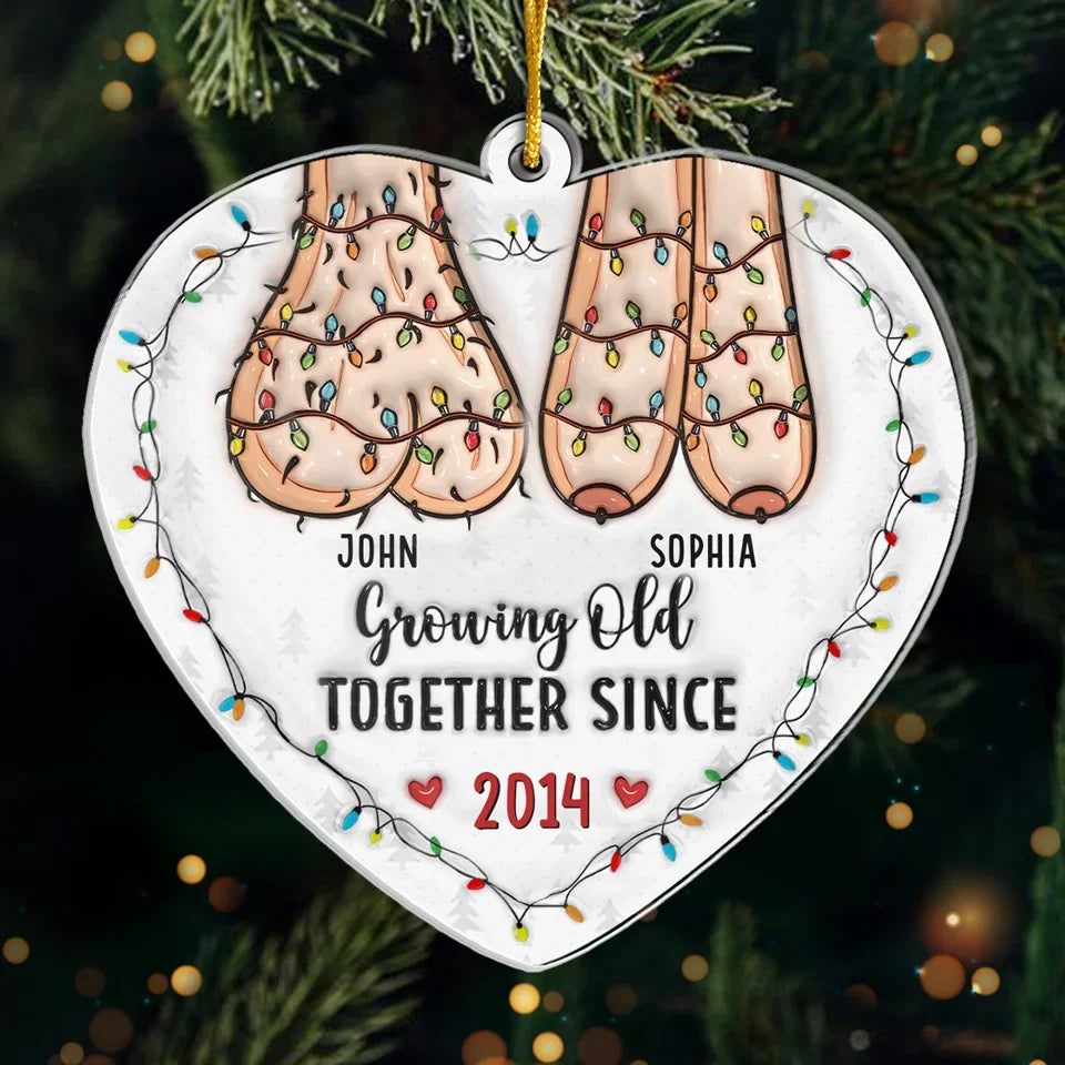 With You, Growing Old Feels Like A Blessing - Couple Personalized Custom 3D Inflated Effect Printed Ornament - Acrylic Custom Shaped - Christmas Gift For Husband Wife, Anniversary