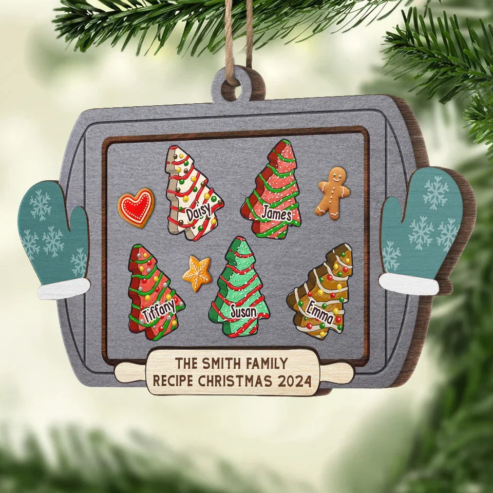 The Family Recipe Christmas - Family Personalized Custom Ornament - Wood Custom Shaped - Christmas Gift For Family Members