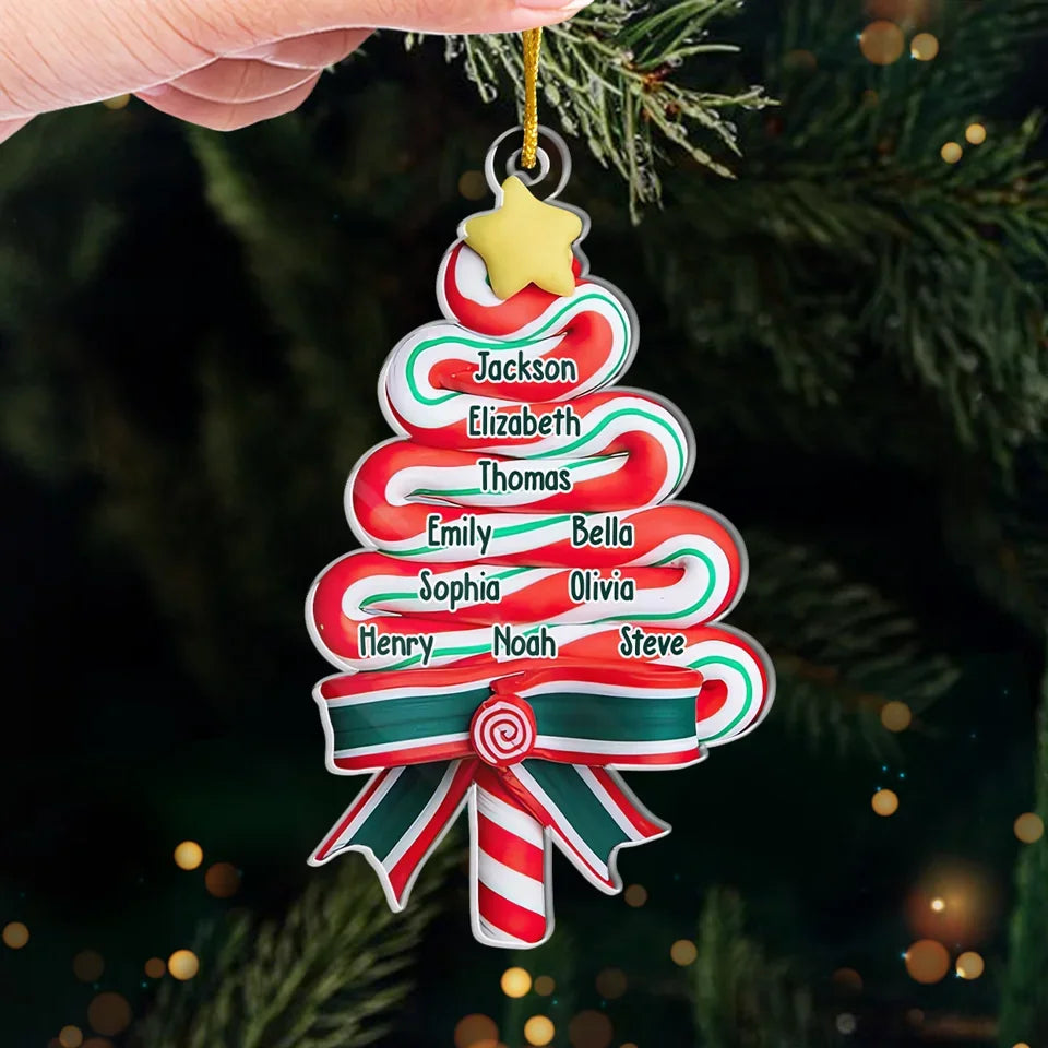 Candy And Christmas Cheer Bring Families Near - Family Personalized Custom Ornament - Acrylic Custom Shaped - Christmas Gift For Family Members