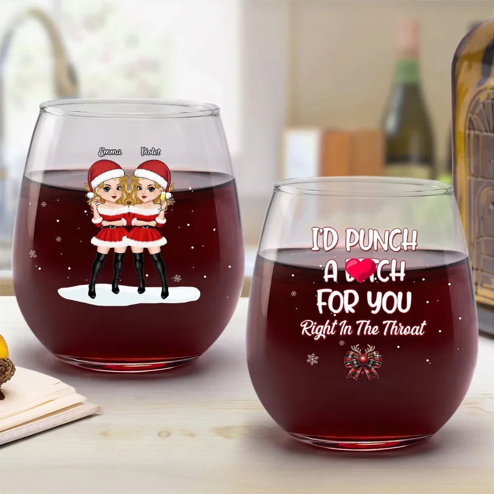 Friends ‘Till The End - Bestie Personalized Custom Wine Glass - Christmas Gift For Best Friends, BFF, Sisters