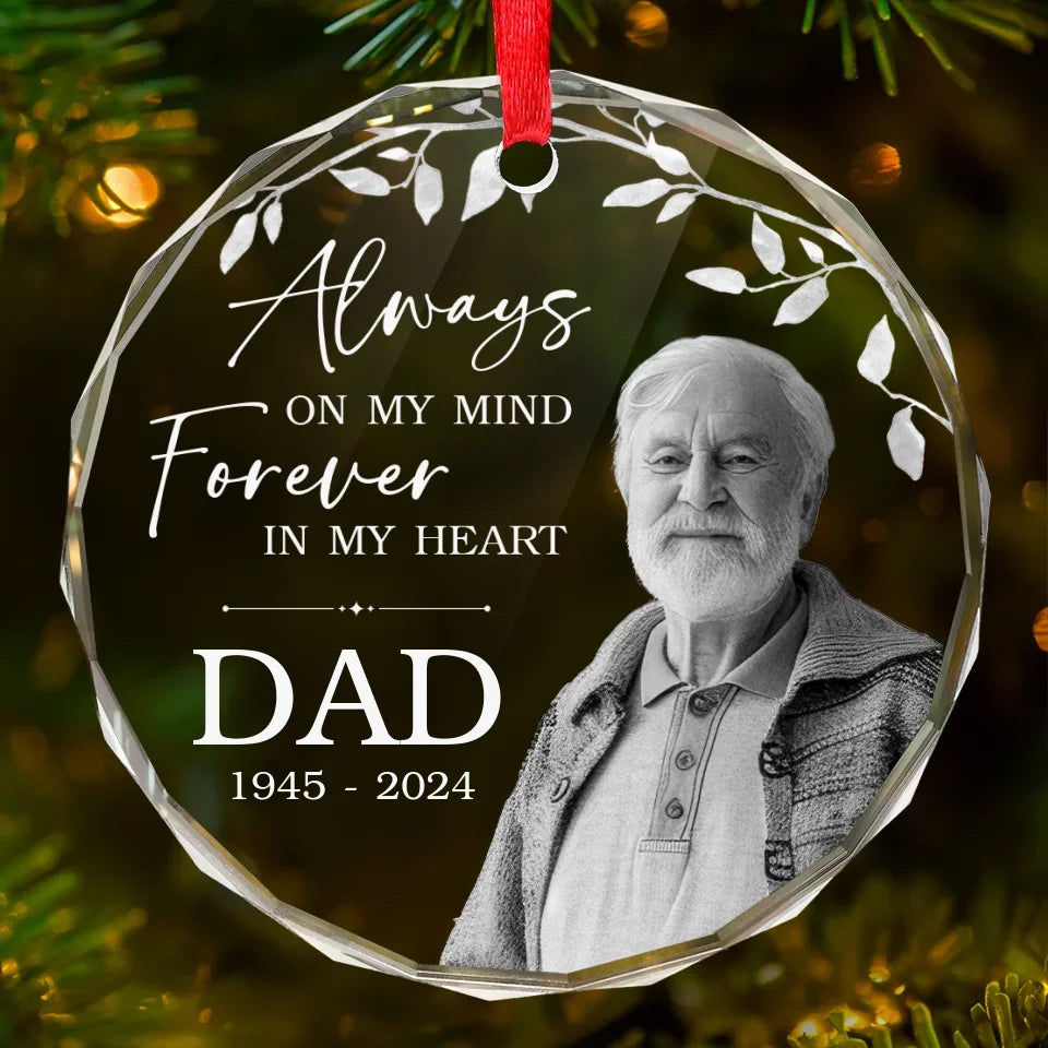Custom Photo You’re In Our Hearts And Thoughts - Memorial Personalized Custom Circle Glass Ornament - Sympathy Gift, Christmas Gift For Family Members