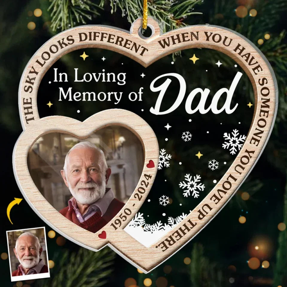 Custom Photo Treasured In Our Hearts, Forever Missed - Memorial Personalized Custom Ornament - Acrylic Custom Shaped - Sympathy Gift, Christmas Gift For Family Members