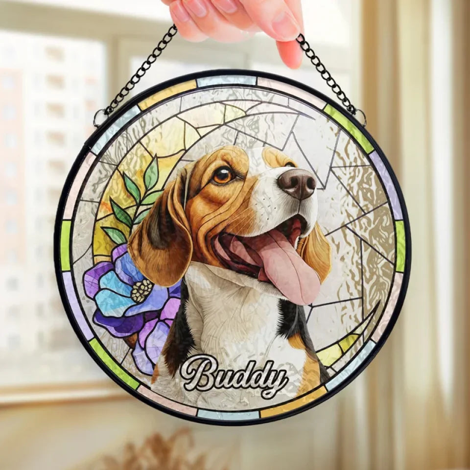 Custom Photo Forever In My Heart, You Will Always Be My Friend - Memorial Personalized Custom Stained Glass Window Hanging Suncatcher - Sympathy Gift For Pet Owners, Pet Lovers