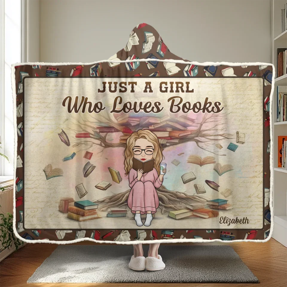 My Happy Place Is Between The Pages Of A Book - Personalized Custom Snuggle Blanket, Hoodie Blanket - Christmas Gift For Book Lovers