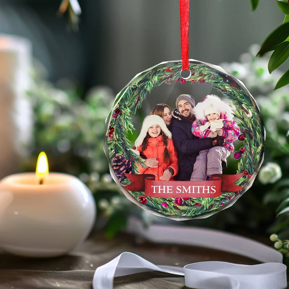 Custom Photo My Favorite Part Of Christmas Is Family - Family Personalized Custom Circle Glass Ornament - Christmas Gift For Family Members