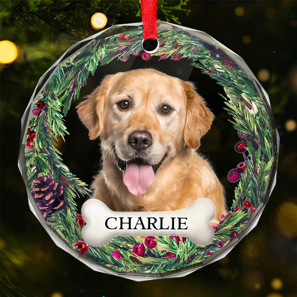 Memorial Personalized Custom Circle Glass Ornament - New Arrival, Christmas Gift, Sympathy Gift For Pet Owners, Pet Lovers AMZ
