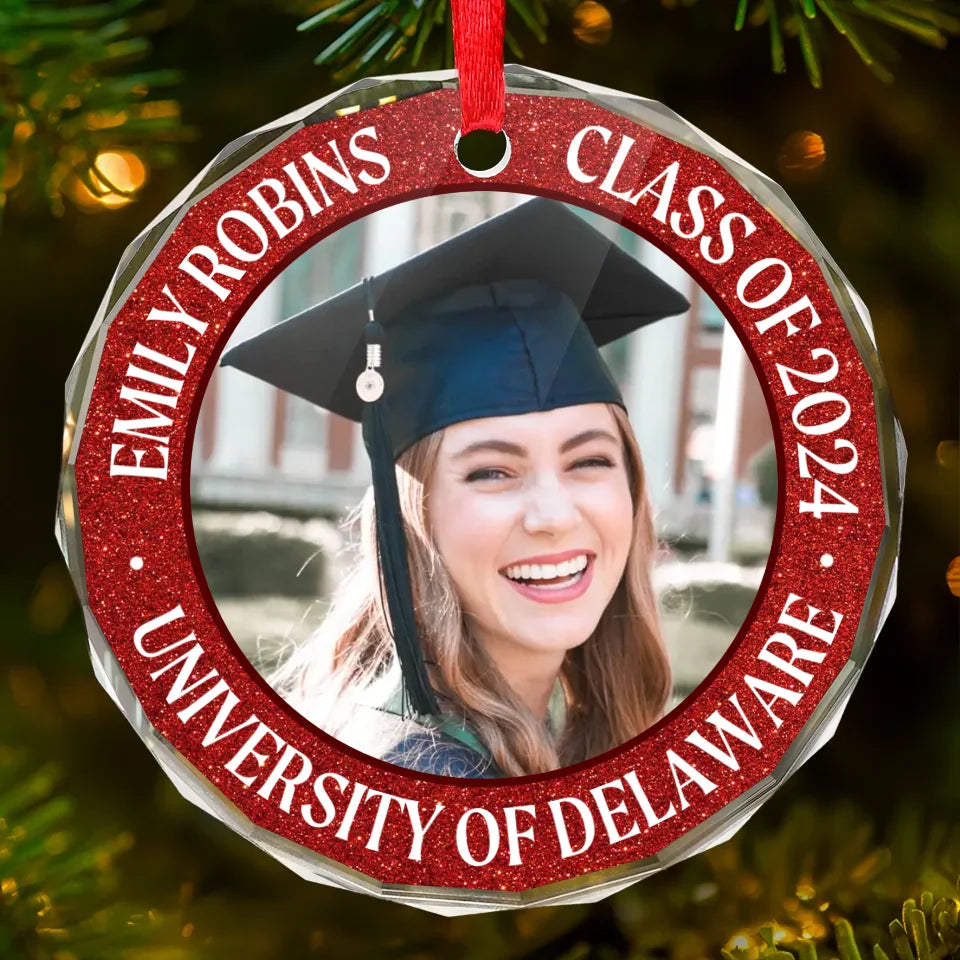 Custom Photo Congratulations On Your Graduation - Family Personalized Custom Circle Glass Ornament - Christmas Gift, Graduation Gift For Family Members, Siblings, Brothers, Sisters