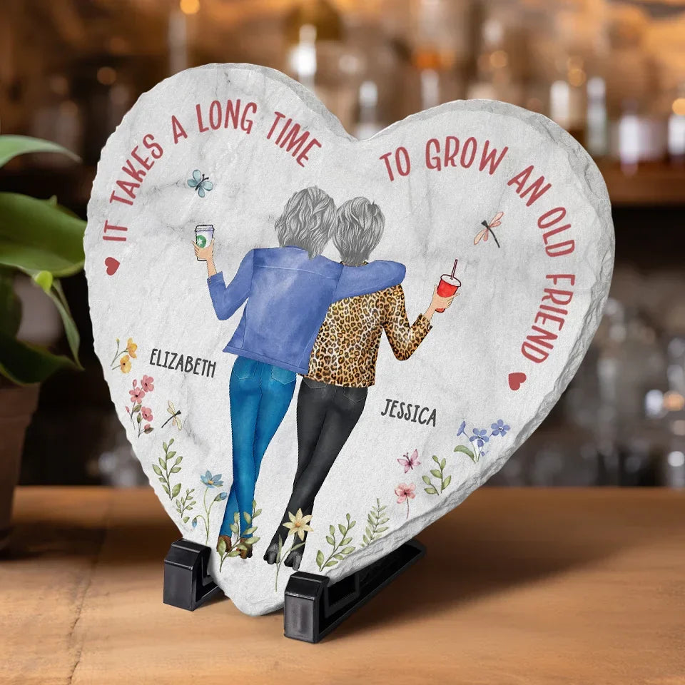 Good Drinks, Better Company - Bestie Personalized Custom Heart Shaped Stone With Stand - Christmas Gift For Best Friends, BFF, Sisters