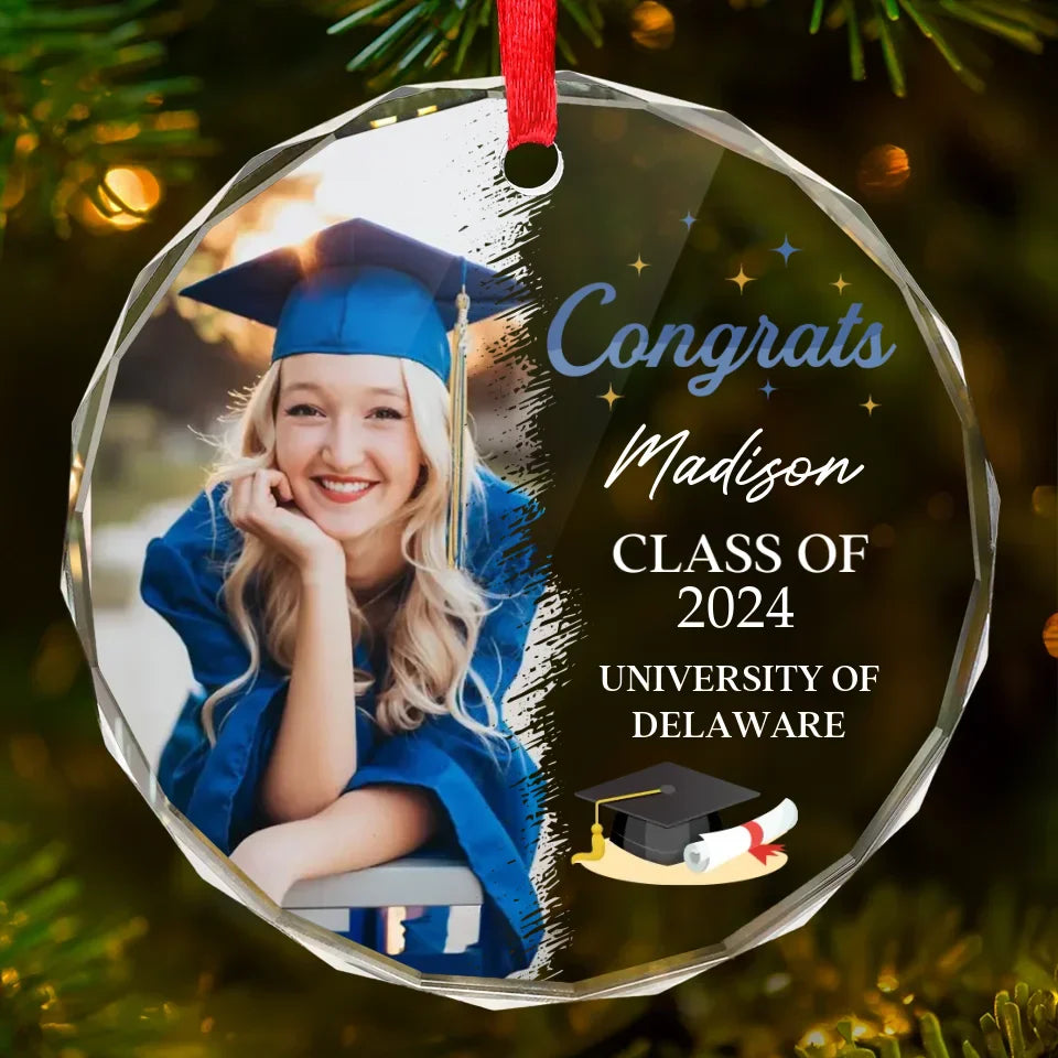 Custom Photo Chasing Dreams, Achieving Greatness - Family Personalized Custom Circle Glass Ornament - Christmas Gift, Graduation Gift For Family Members, Siblings, Brothers, Sisters