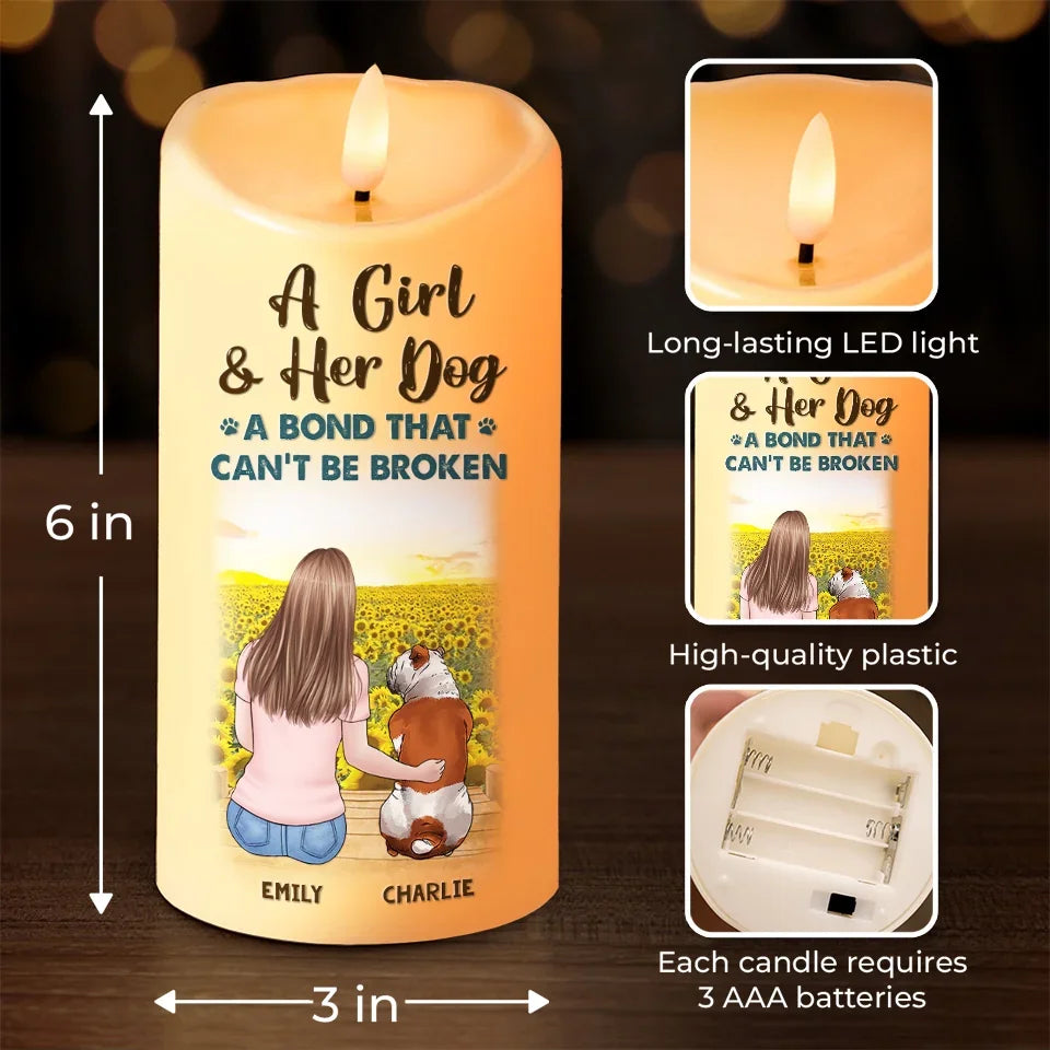 An Unbreakable Bond - Memorial Personalized Custom LED Candle - Sympathy Gift, Christmas Gift For Pet Owners, Pet Lovers