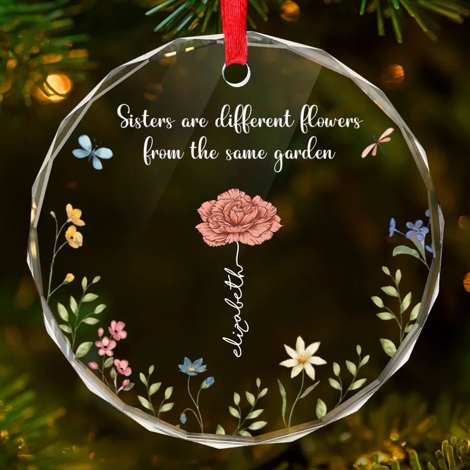 Forever Young Sisters - Bestie Personalized Custom Circle Glass Ornament - Christmas Gift For Best Friends, BFF, Sisters