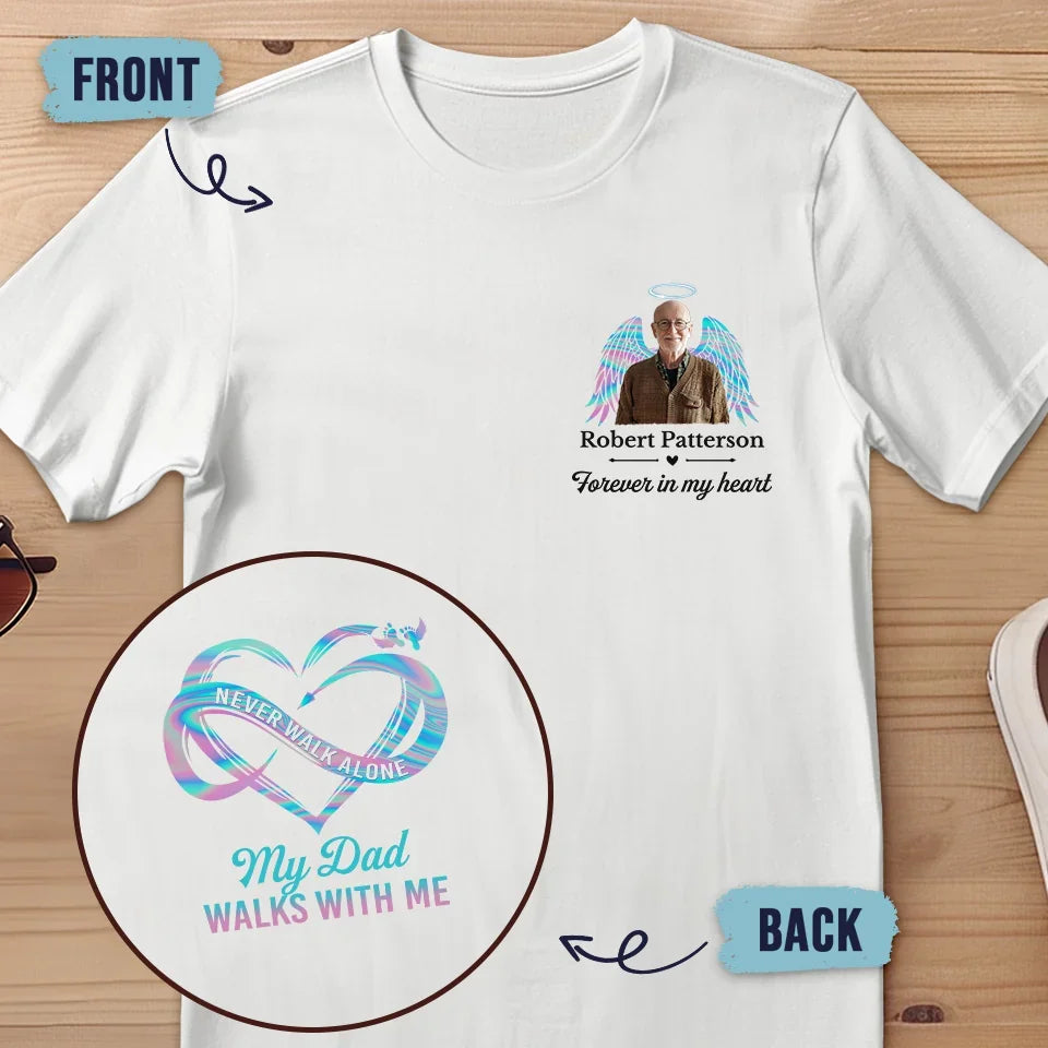 Custom Photo Your Wings Were Ready But My Heart Was Not - Memorial Personalized Custom Back And Front Printed Unisex T-shirt - Sympathy Gift For Family Members