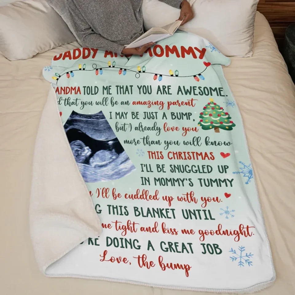 Custom Photo I'll Be Cuddled Up With You - Family Personalized Custom Blanket - Baby Shower Gift, First Christmas Gift, Christmas Gift For First Mom