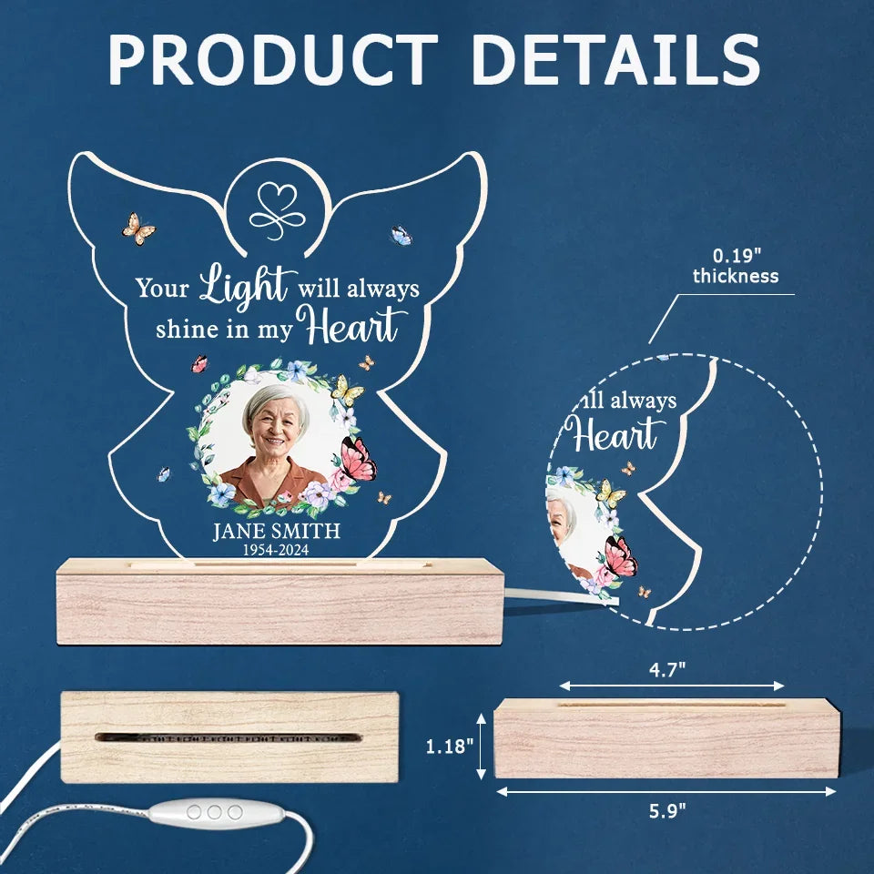 Custom Photo You’re In Our Hearts And Thoughts - Memorial Personalized Custom Shaped 3D LED Light - Sympathy Gift For Family Members