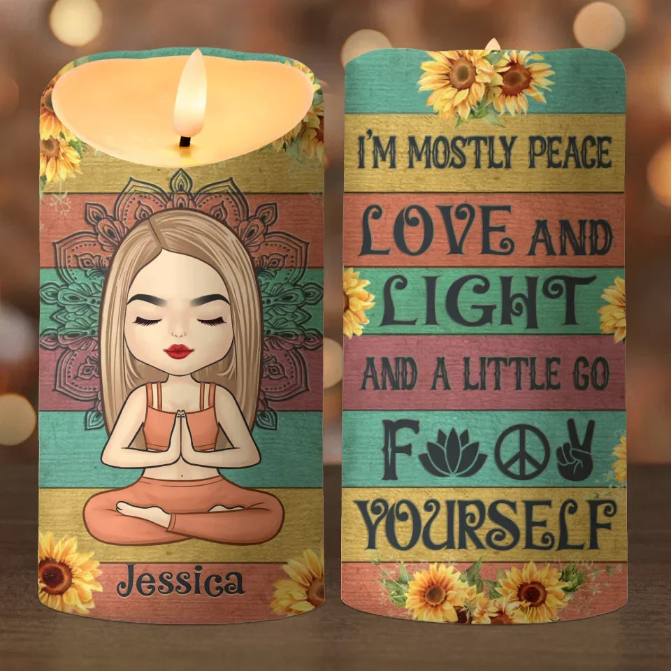 I'm Not Sugar And Spice, I'm Sage And Hood - Yoga Personalized Custom LED Candle - Christmas Gift For Yoga Lovers