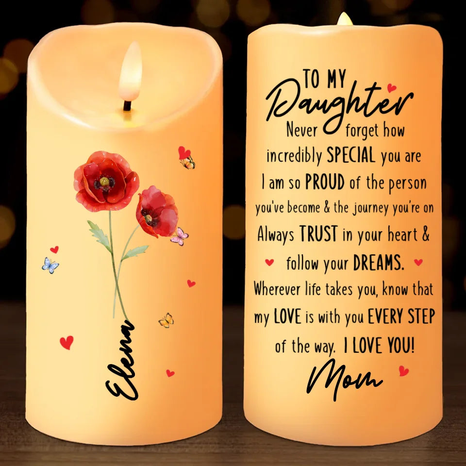 Always Trust In Your Heart And Follow Your Dreams - Family Personalized Custom LED Candle - Christmas Gift For Son, Daughter, Grandson, Granddaughter