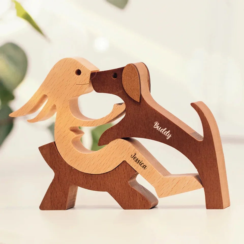 MWD - Personalized Custom Wooden Pet Carvings - The Love Between You And Your Fur-Friend - Gift For Pet Lovers - New Arrival, Wood Sculpture Table Ornaments, Carved Wood Decor AMZ
