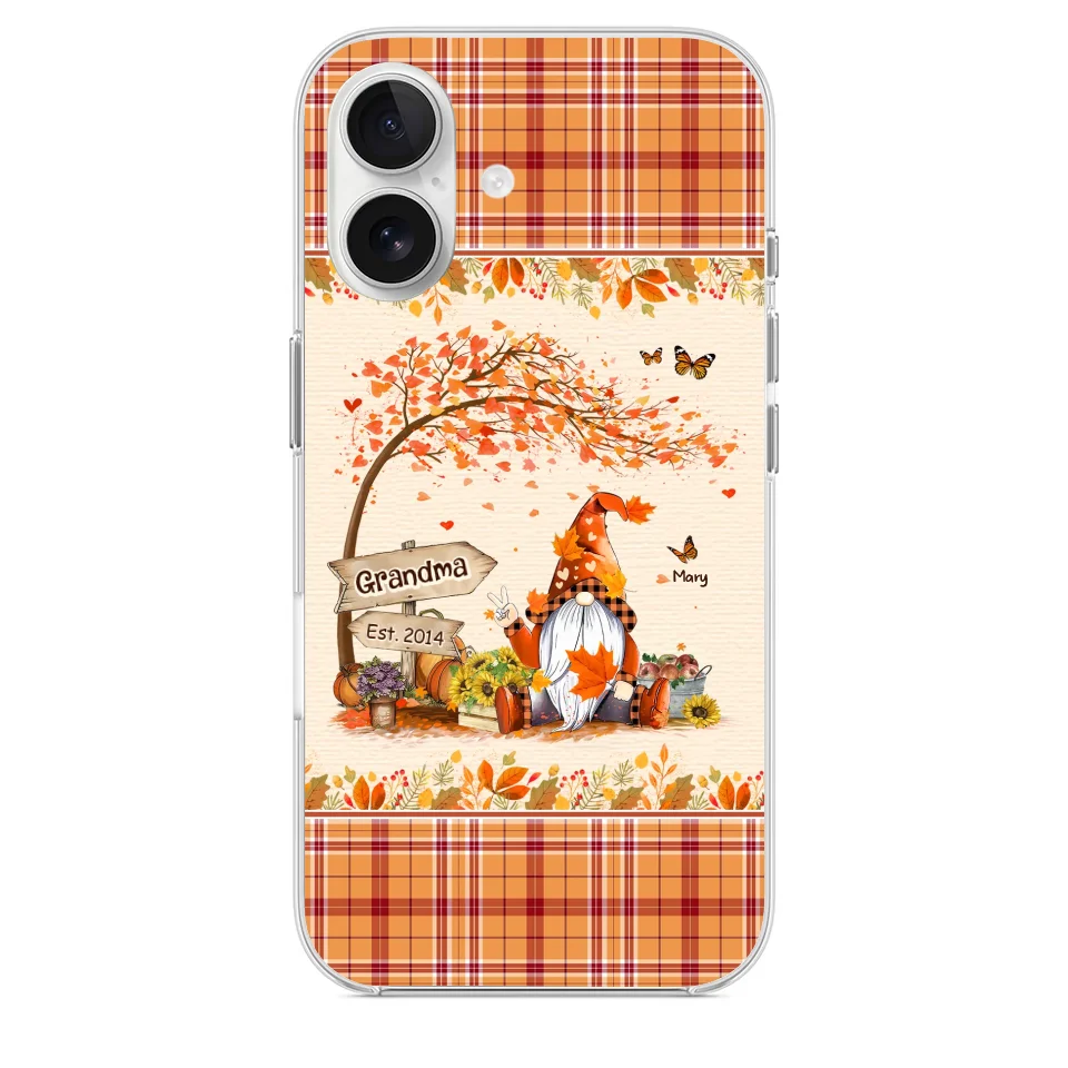 Oh My Gourd I Love Fall - Family Personalized Custom Clear Phone Case - Autumn Fall Gift For Grandma