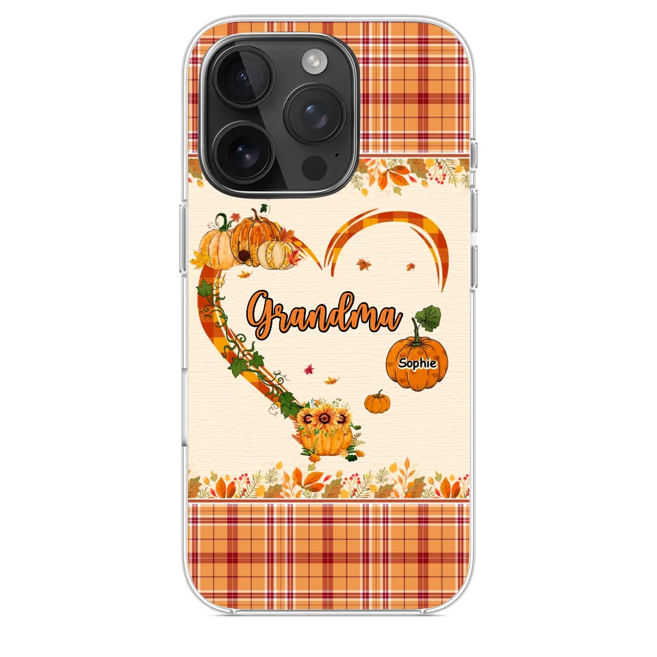 Family Time Is Like A Cozy Pumpkin Patch On A Crisp Autumn Day - Family Personalized Custom Clear Phone Case - Autumn Fall Gift For Grandma