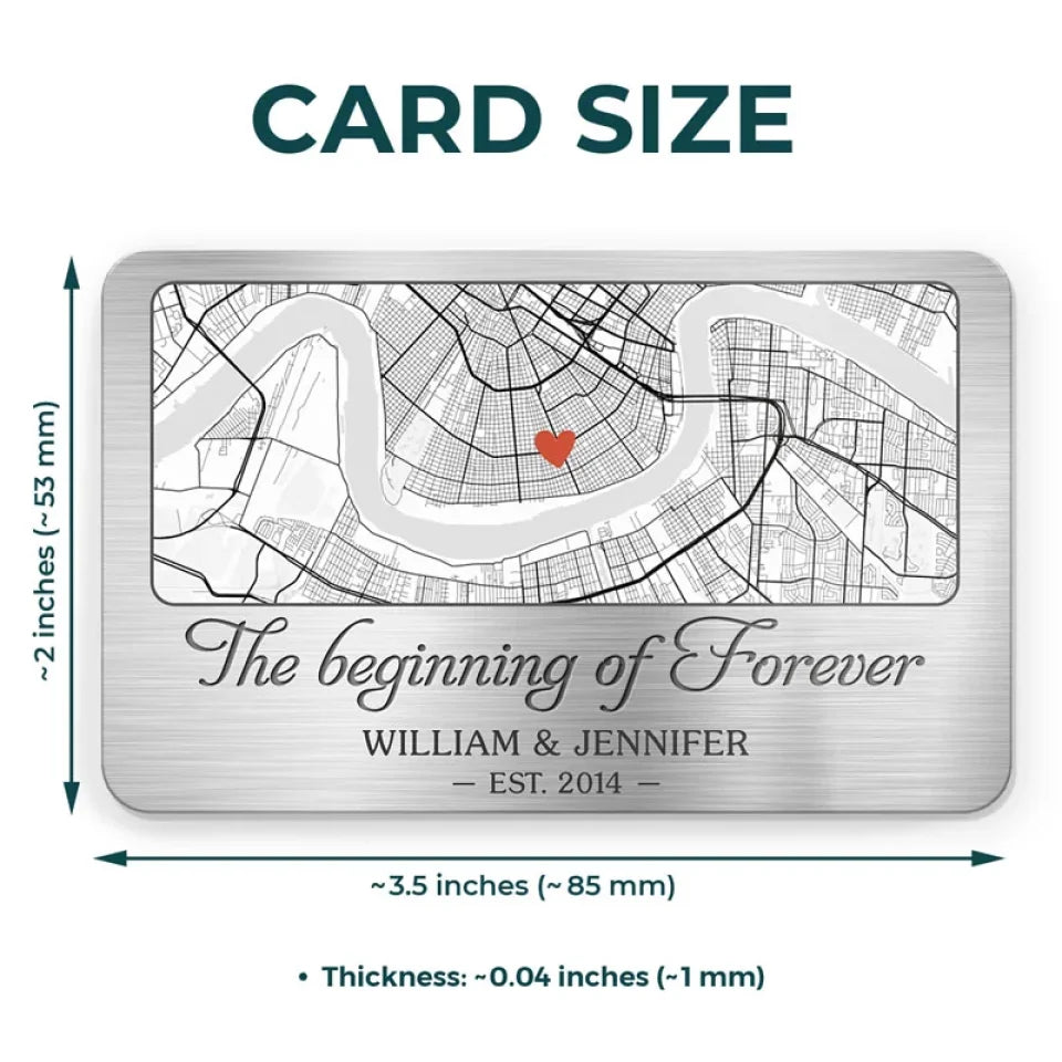 Location Map You Are The Map To My Heart - Couple Personalized Custom Map Aluminum Wallet Card - Map Art, Christmas Gift For Husband Wife, Anniversary