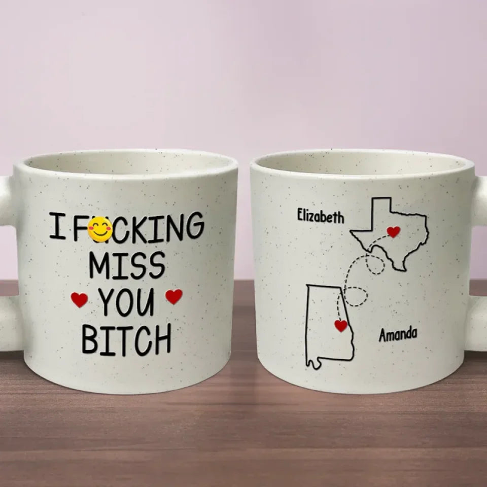Never Too Far To Have Coffee Together - Bestie Personalized Custom Chunky Mug - Gift For Best Friends, BFF, Sisters