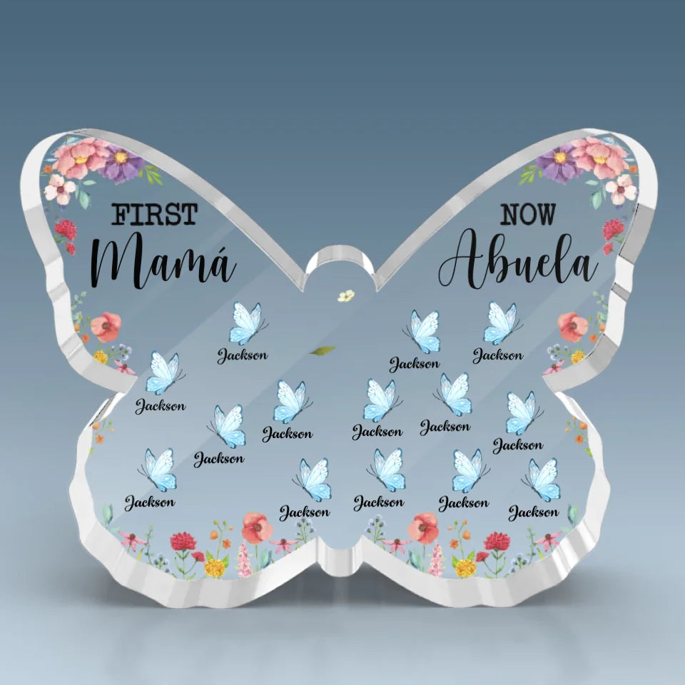 A Legacy Passed From Mom To Grandma - Family Personalized Custom Butterfly Shaped Acrylic Plaque - Gift For Mom, Grandma