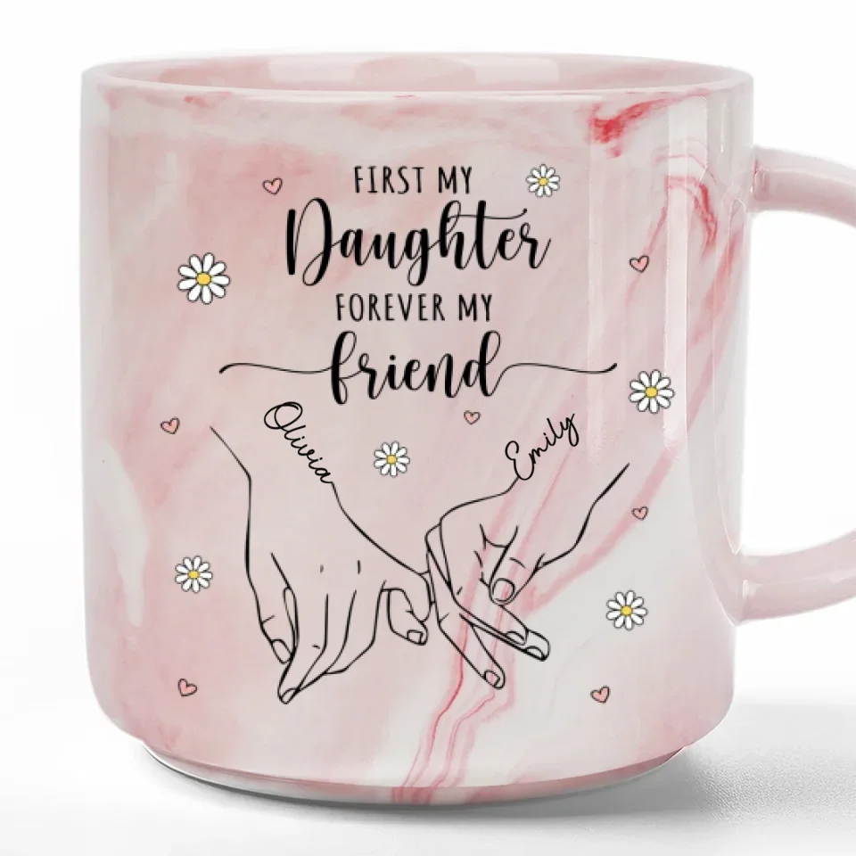 Forever My Little One - Family Personalized Custom Marble Mug - Gift For Mom, Grandma