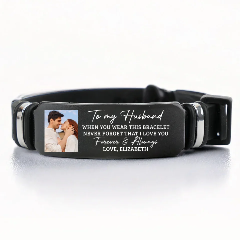 Custom Photo You Caught My Eye And My Heart - Couple Personalized Custom Bracelet - Gift For Husband Wife, Anniversary