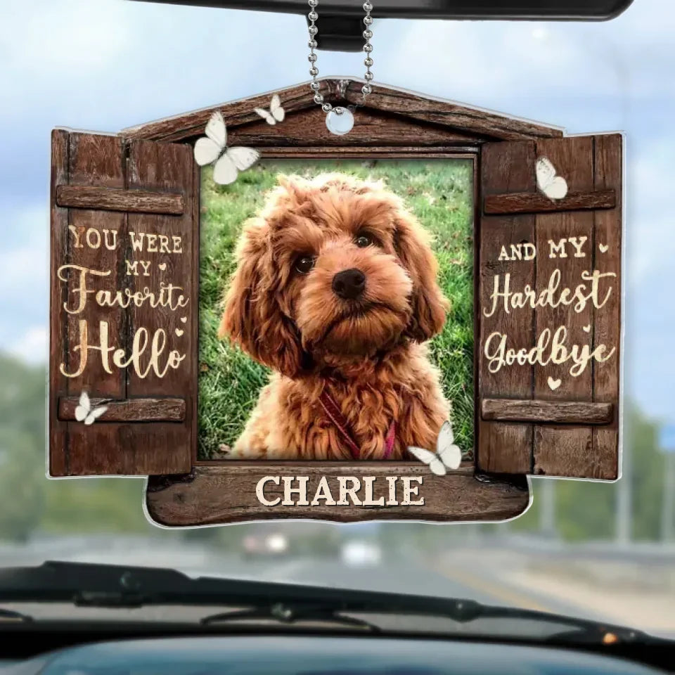 Custom Photo Unconditional Love In A Furry Package - Memorial Personalized Custom Car Ornament - Acrylic Custom Shaped - Sympathy Gift For Pet Owners, Pet Lovers
