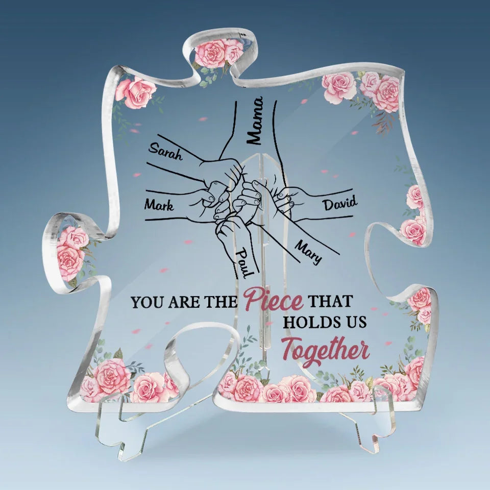 Mama’s Hand, My First And Forever Hold - Family Personalized Custom Puzzle Shaped Acrylic Plaque - Gift For Mom, Grandma