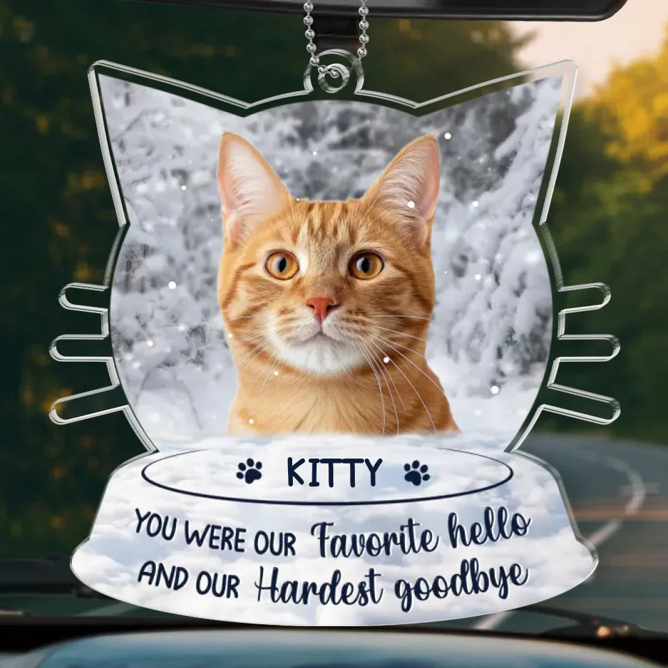 Custom Photo Goodbyes Are Not Forever - Memorial Personalized Custom Car Ornament - Acrylic Custom Shaped - Sympathy Gift For Pet Owners, Pet Lovers