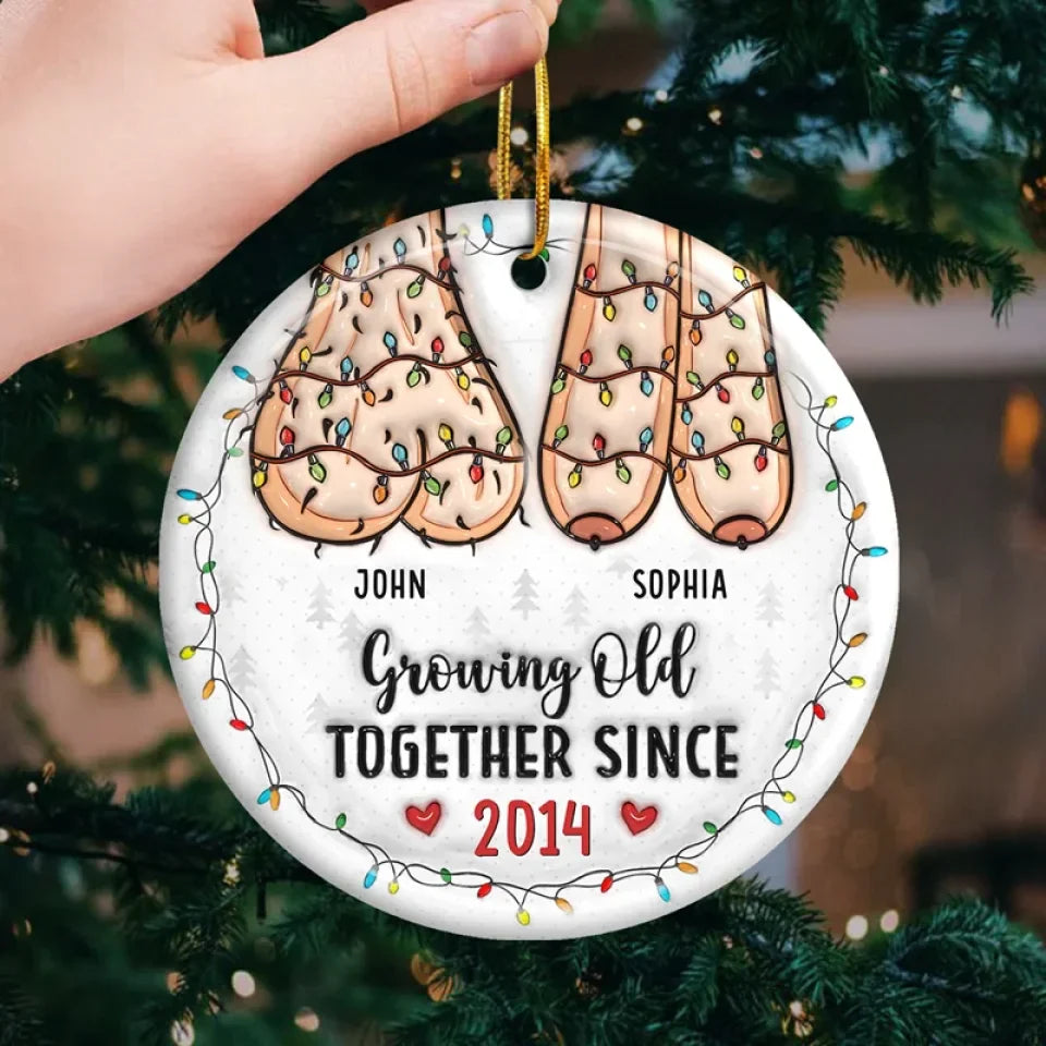 Annoying Each Other And Still Going Strong - Couple Personalized Custom 3D Inflated Effect Printed Ornament - Acrylic, Ceramic Round Shaped - Christmas Gift For Husband Wife, Anniversary