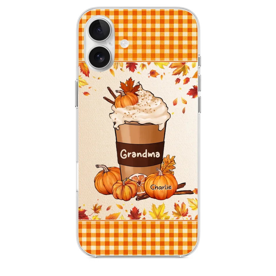 Autumn Fall Is For Cozy Moments With Family And Grandma - Family Personalized Custom Clear Phone Case - Autumn Fall Gift For Grandma