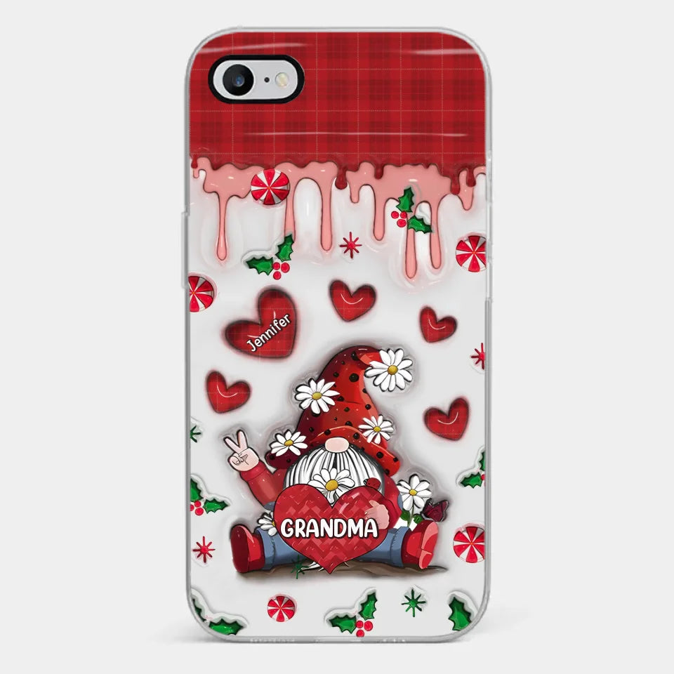 Gnome One Loves Like Grandma - Family Personalized Custom 3D Inflated Effect Printed Clear Phone Case - Christmas Gift For Grandma