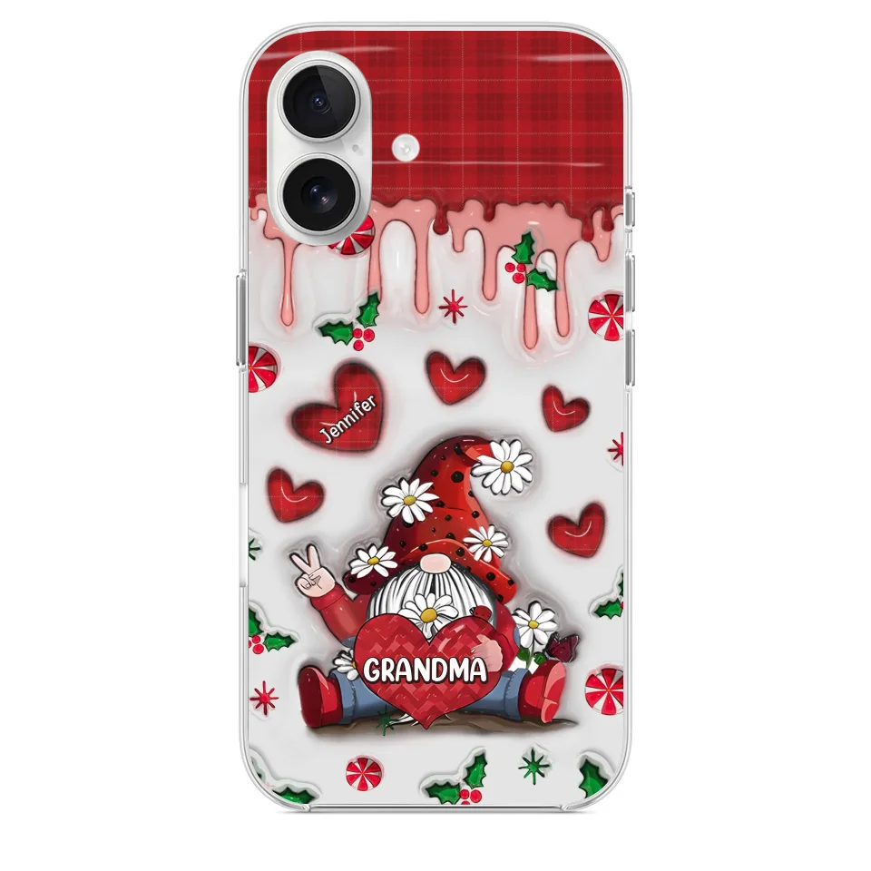 Gnome One Loves Like Grandma - Family Personalized Custom 3D Inflated Effect Printed Clear Phone Case - Christmas Gift For Grandma