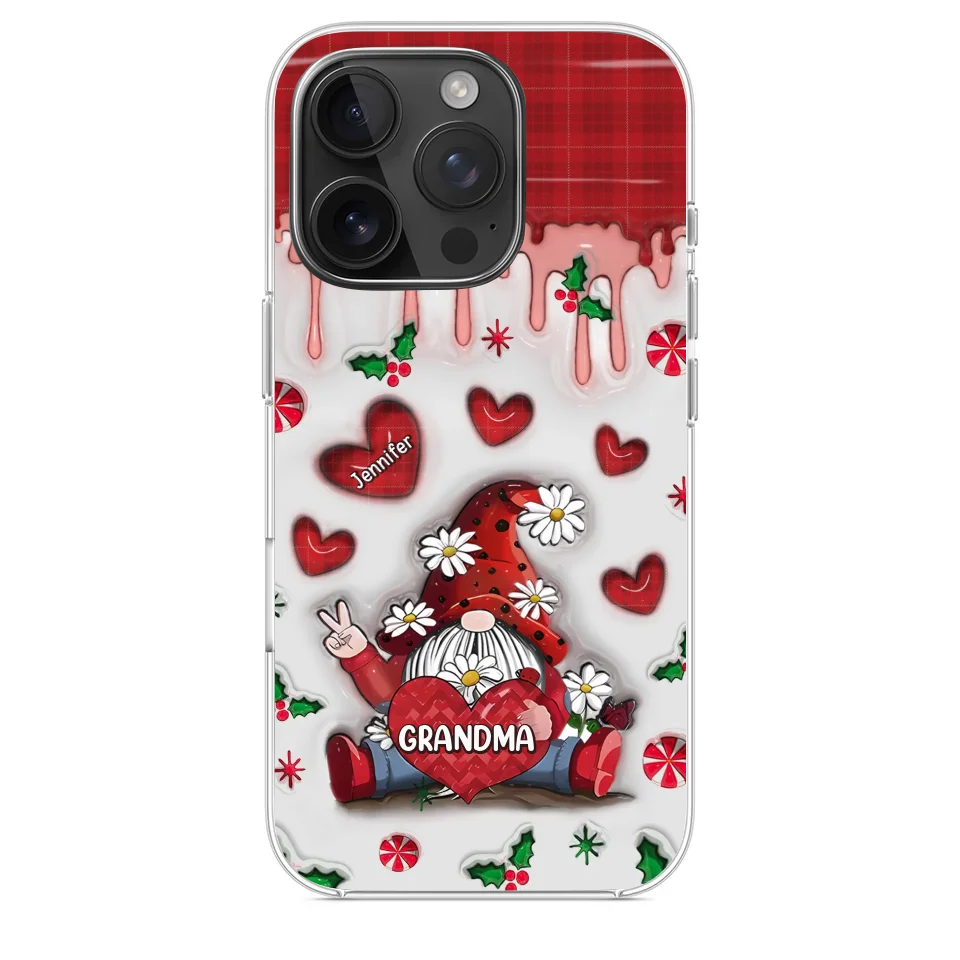 Gnome One Loves Like Grandma - Family Personalized Custom 3D Inflated Effect Printed Clear Phone Case - Christmas Gift For Grandma