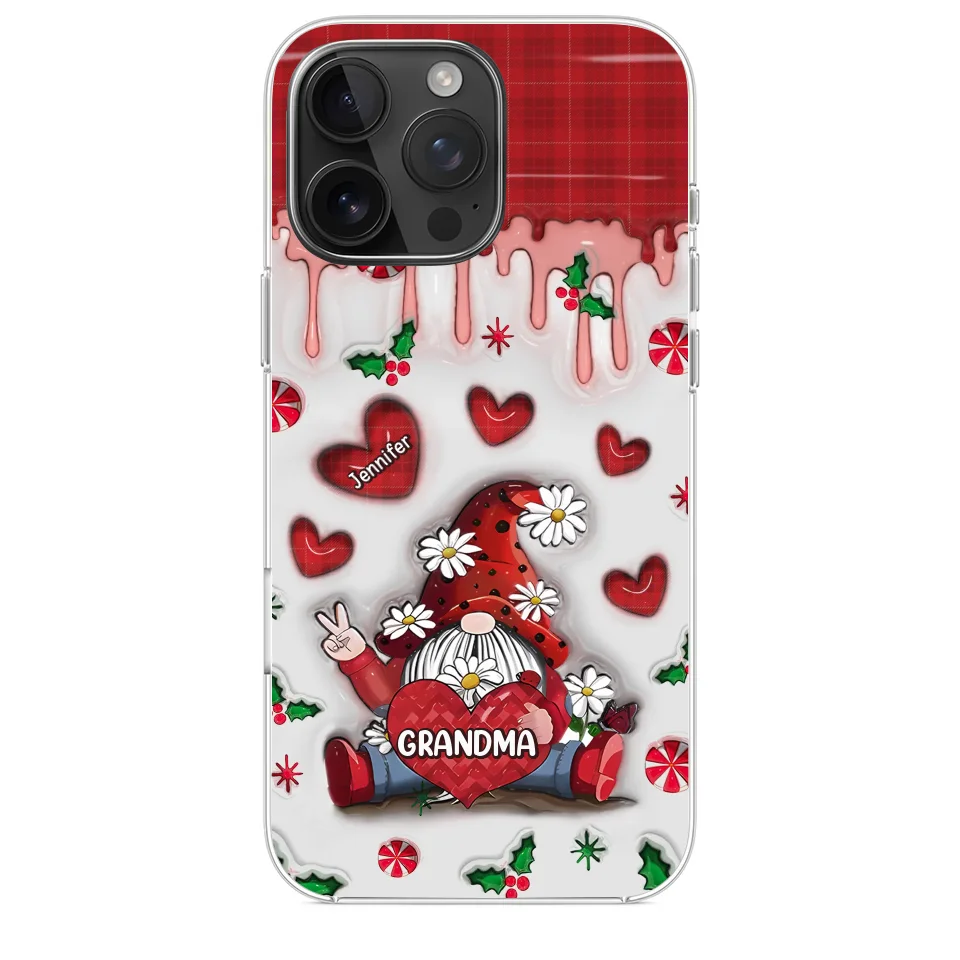 Gnome One Loves Like Grandma - Family Personalized Custom 3D Inflated Effect Printed Clear Phone Case - Christmas Gift For Grandma