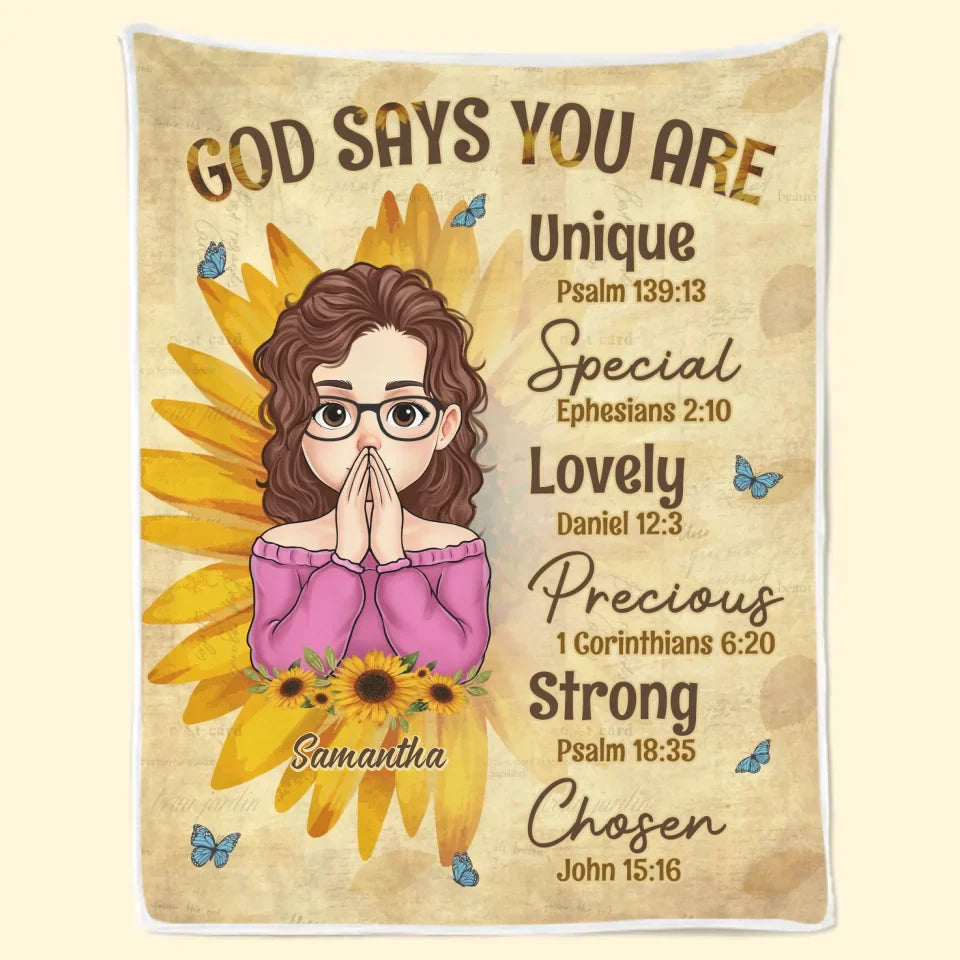 God Says You Are Precious Self-Love Affirmations - Friend Personalized Custom Blanket - Gift For Best Friends, Family Members, Coworkers, Yourself