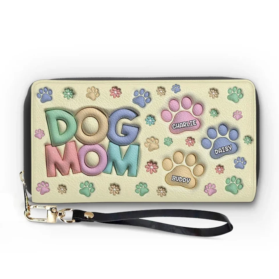 Happiness Is A Warm Paw - Dog & Cat Personalized Custom 3D Inflated Effect Printed Leather Long Wallet -  Gift For Pet Owners, Pet Lovers
