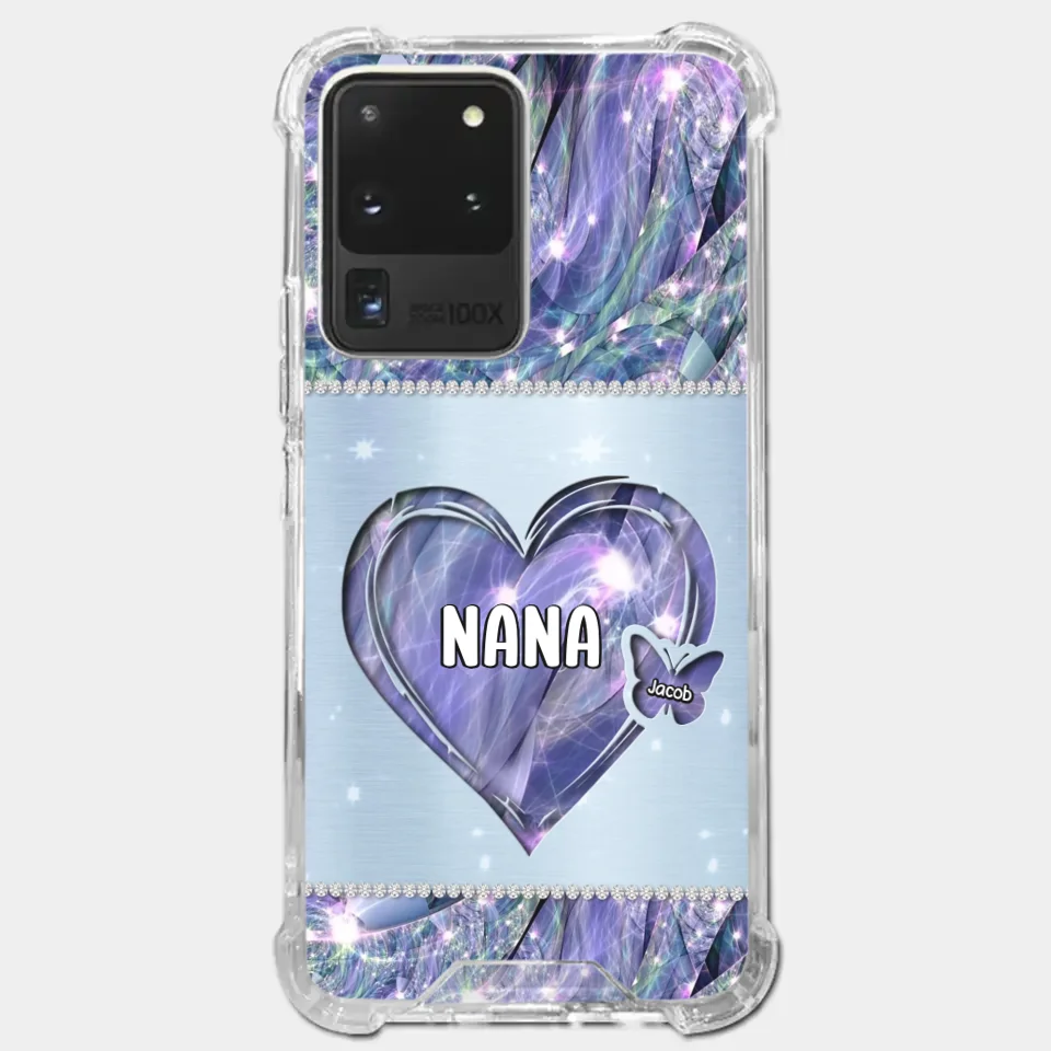 Grandkids Complete Her Joy - Family Personalized Custom Faux Jewelry Effect Printed Clear Phone Case - Gift For Mom, Grandma