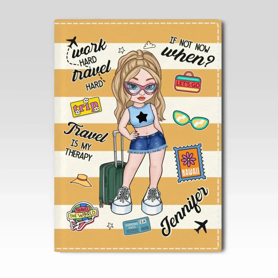 Travel Is The Therapy I Need To Reset - Travel Personalized Custom Passport Cover, Passport Holder - Holiday Vacation Gift, Gift For Adventure Travel Lovers