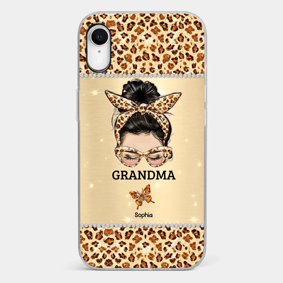 A Grandmother's Love Is Forever And Always - Family Personalized Custom Faux Jewelry Effect Printed Clear Phone Case - Gift For Mom, Grandma