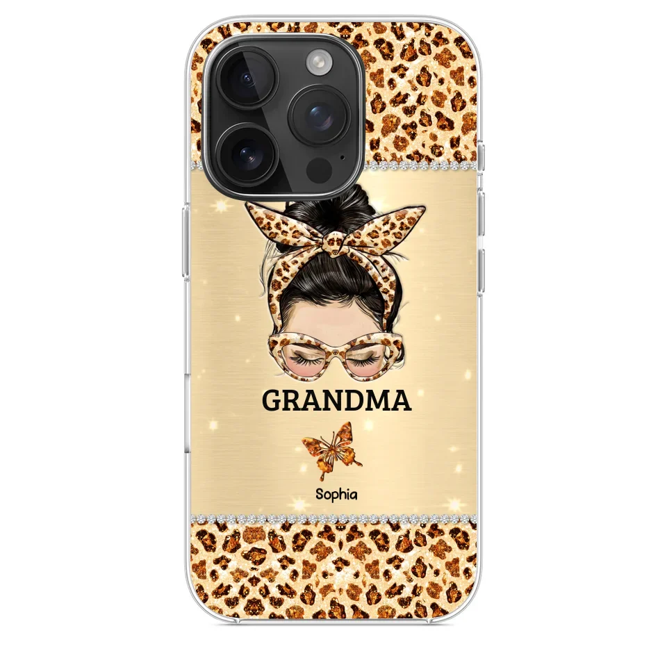 A Grandmother's Love Is Forever And Always - Family Personalized Custom Faux Jewelry Effect Printed Clear Phone Case - Gift For Mom, Grandma