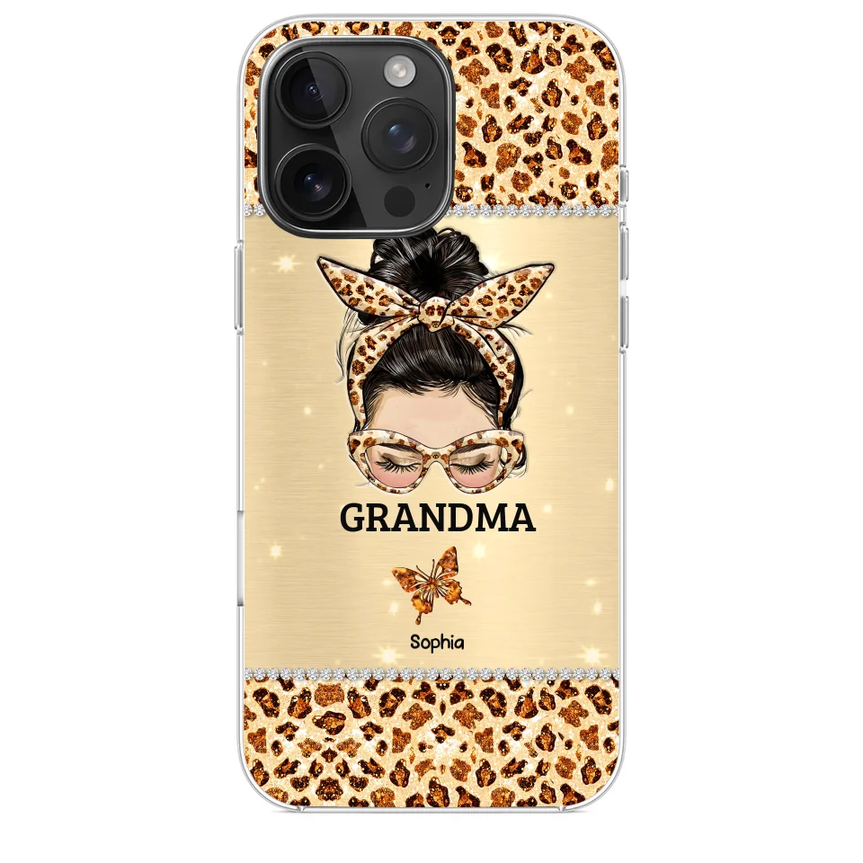 A Grandmother's Love Is Forever And Always - Family Personalized Custom Faux Jewelry Effect Printed Clear Phone Case - Gift For Mom, Grandma
